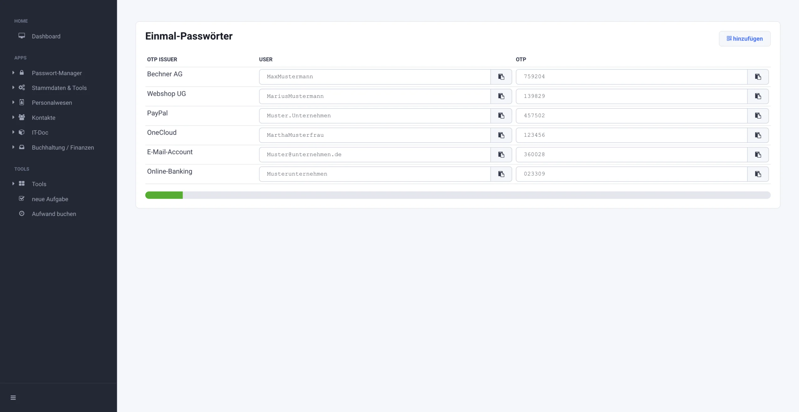 Floomia ERP IT: Passwortverwaltung mit Einmal-Passwörtern